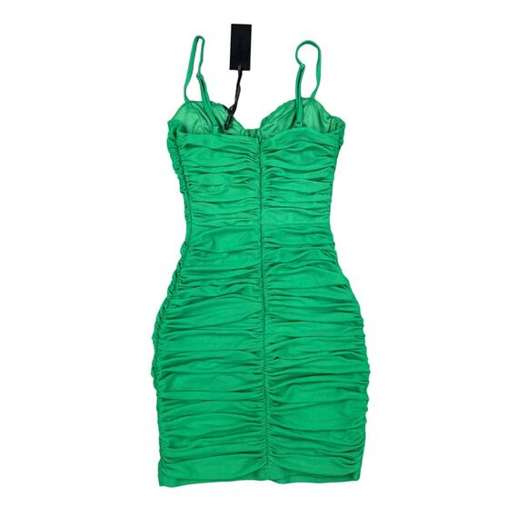 H:ours - Estelle Ruched Mini Dress in Kelly Green - Picture 3 of 4